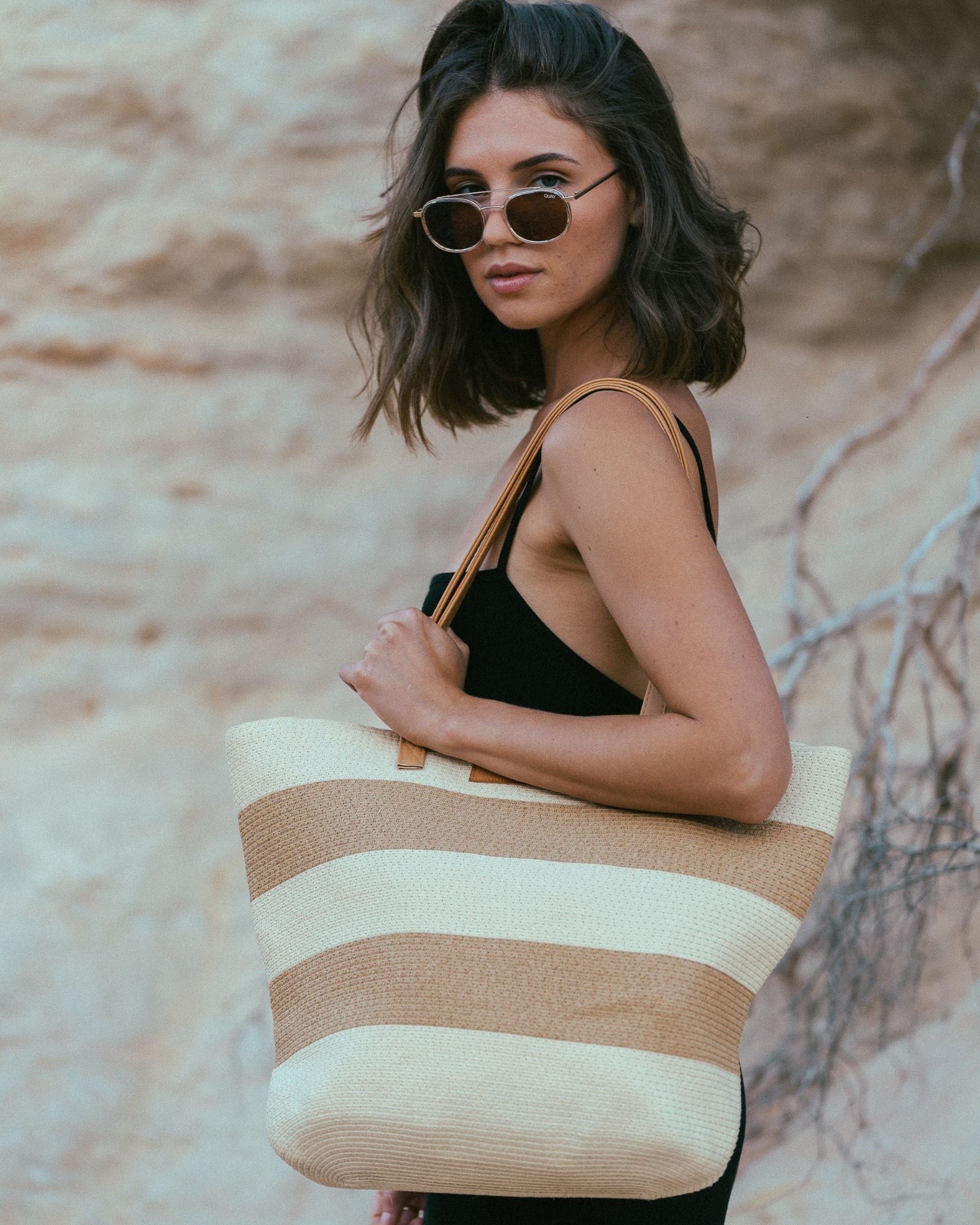 Rusty Hailey Straw Beach Bag NATURAL / CARAMEL