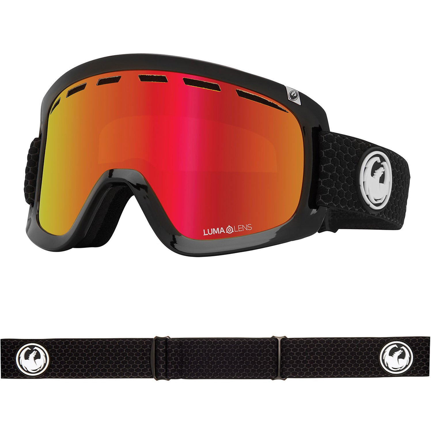 Dragon D1 OTG Asian Fit Snow Goggles 2023 Split Lumalens Red Ion Lens With Lumalens Rose Lens