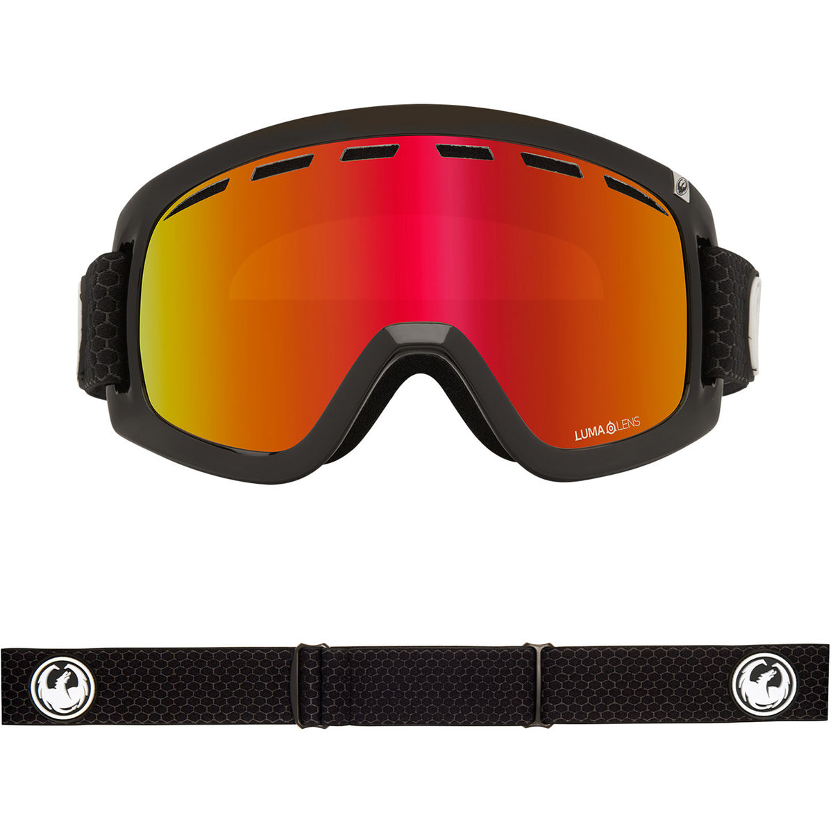 Dragon D1 OTG Asian Fit Snow Goggles 2023 Split Lumalens Red Ion Lens With Lumalens Rose Lens