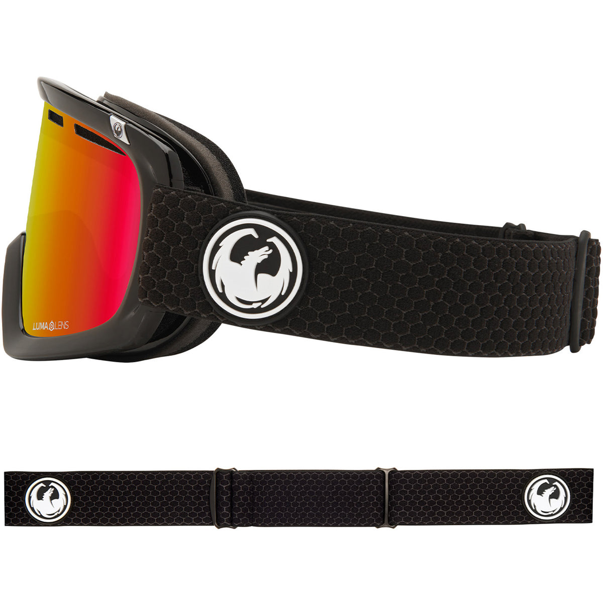 Dragon D1 OTG Asian Fit Snow Goggles 2023 Split Lumalens Red Ion Lens With Lumalens Rose Lens