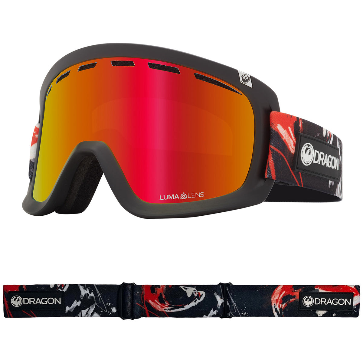 Dragon D1 OTG Snow Goggles 2023 Koi Lumalens Red Ion Lens With Lumalens Amber Lens