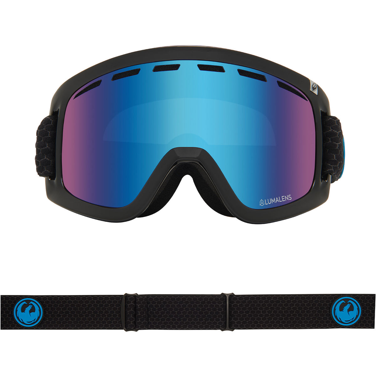 Dragon D1 OTG Snow Goggles 2023 Split Lumalens Blue Ion Lens With Lumalens Amber Lens
