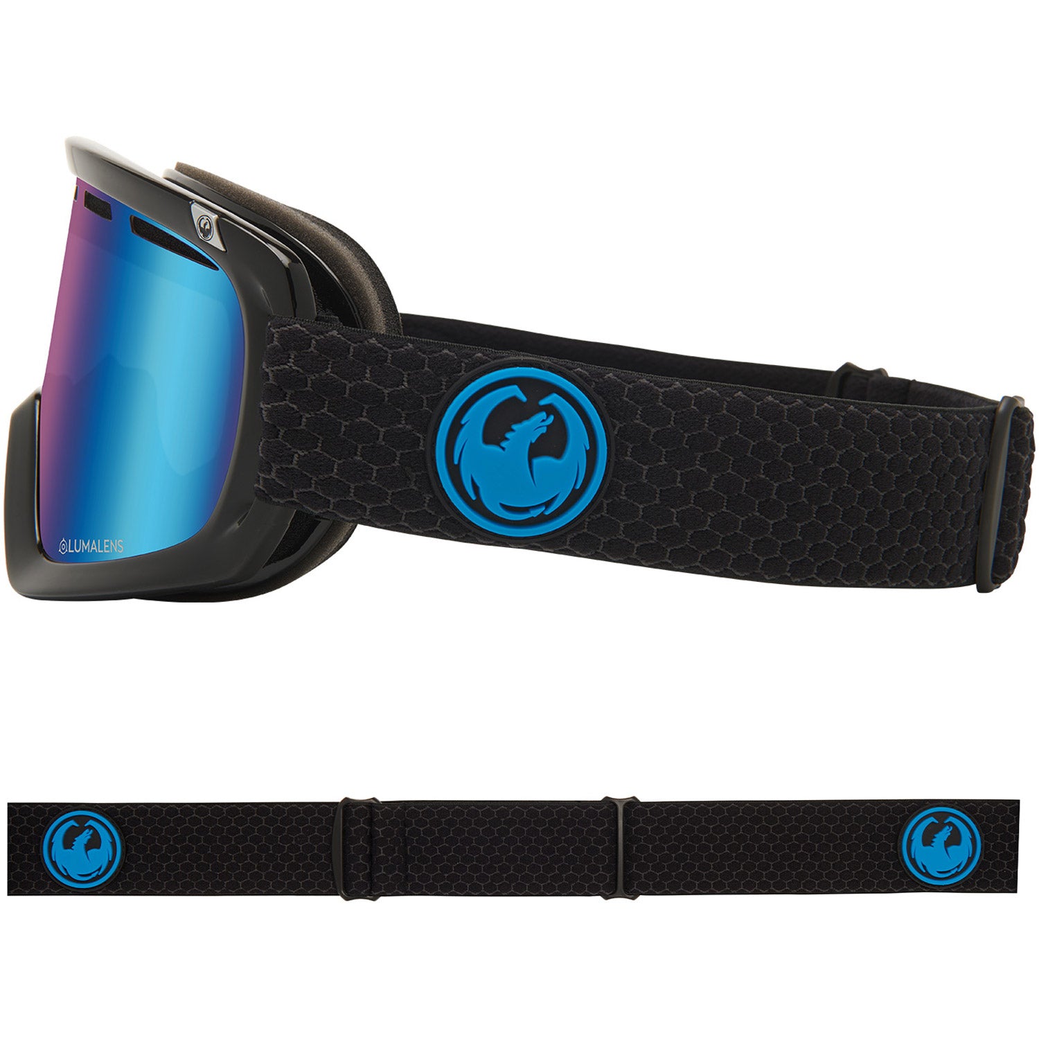 Dragon D1 OTG Snow Goggles 2023 Split Lumalens Blue Ion Lens With Lumalens Amber Lens