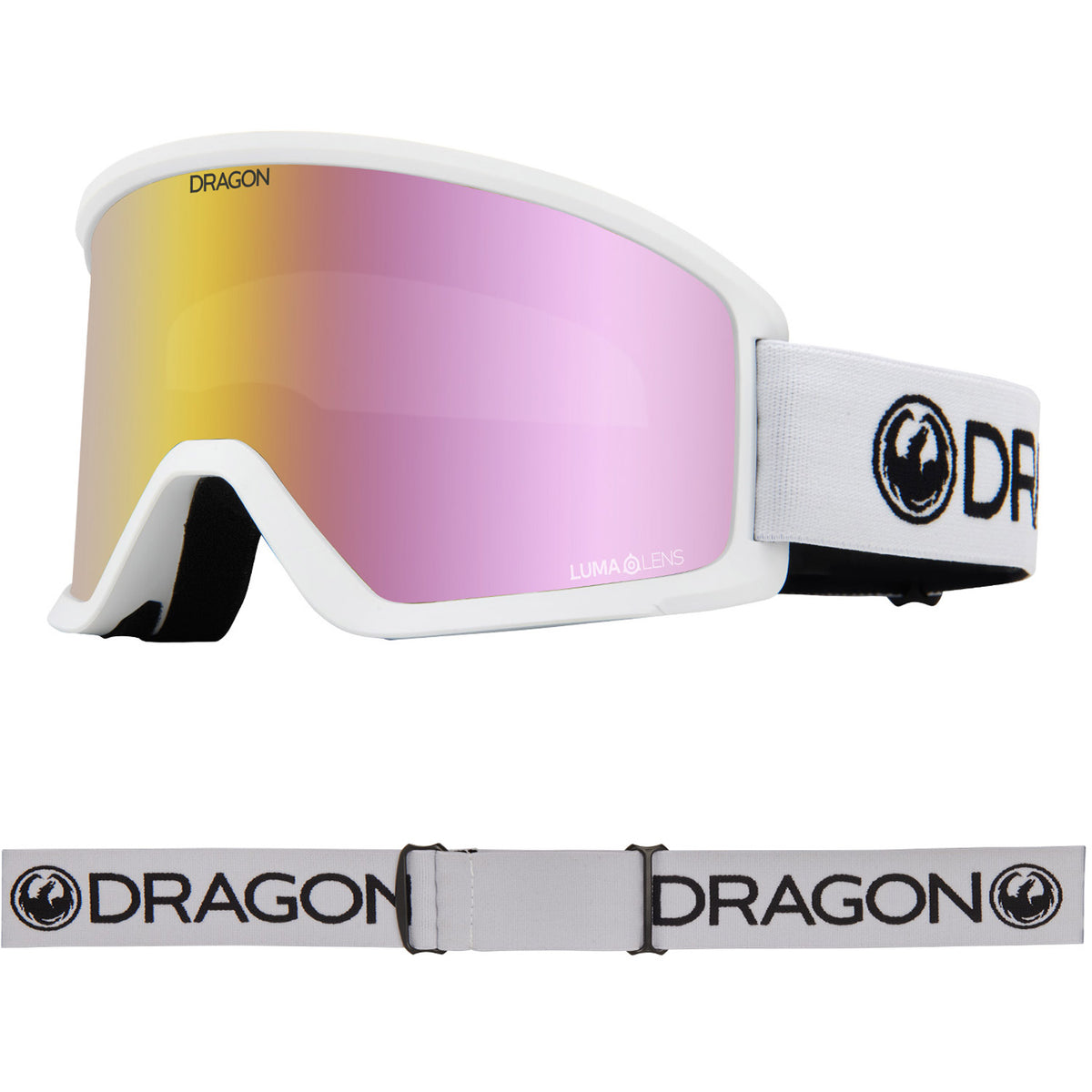 Dragon DX3 OTG Asian Fit Snow Goggles 2023 White Lumalens Pink Ion Lens