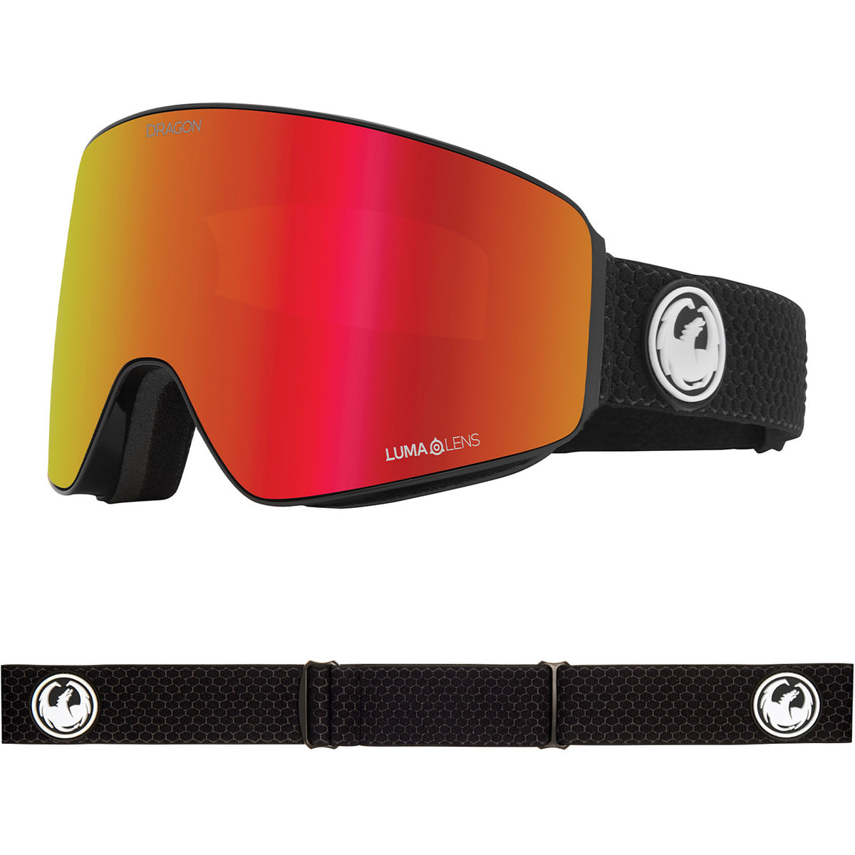 Dragon PXV Snow Goggles 2023 Split Lumalens Red Ion Lens With Lumalens Light Rose Lens