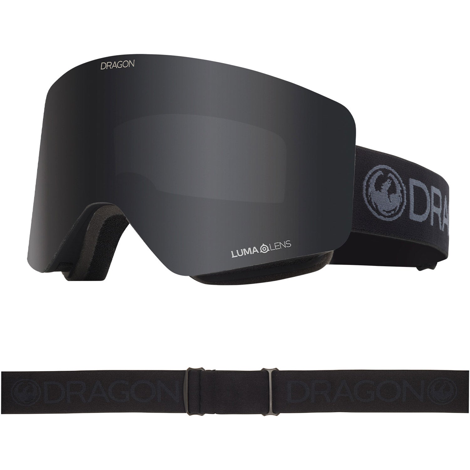 Dragon R1OTG Asian Fit Snow Goggles 2023 Black Lumalens Dark Smoke Lens With Lumalens Amber Lens