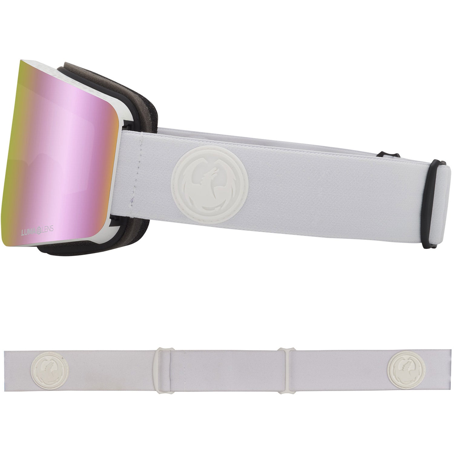 Dragon R1OTG Asian Fit Snow Goggles 2023 Whiteout Lumalens Pink Ion Lens With Lumalens Dark Smoke Lens
