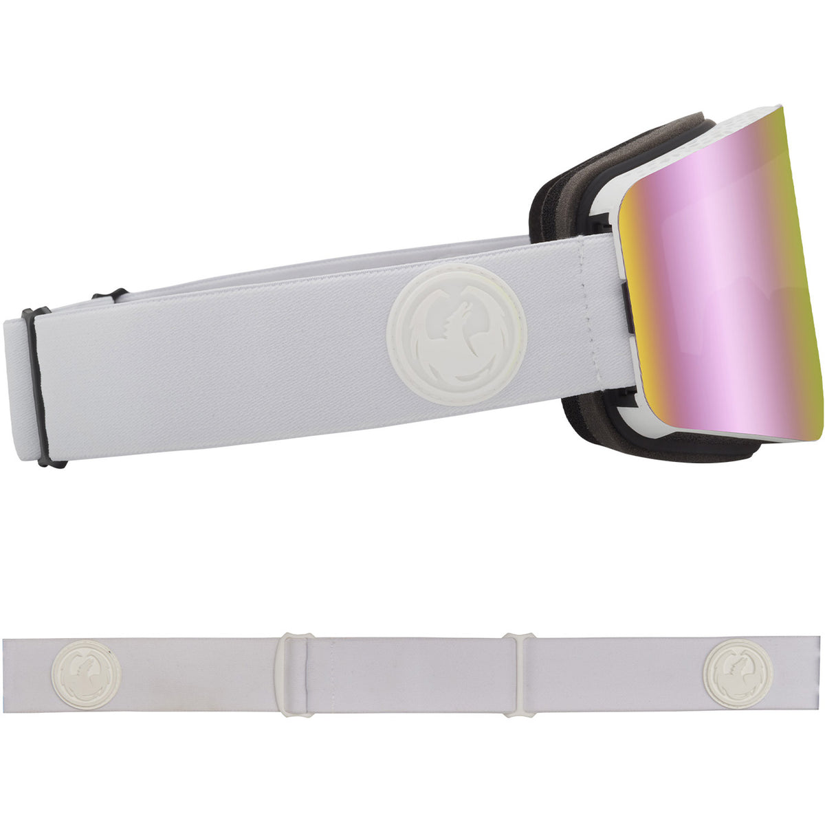 Dragon R1OTG Asian Fit Snow Goggles 2023 Whiteout Lumalens Pink Ion Lens With Lumalens Dark Smoke Lens