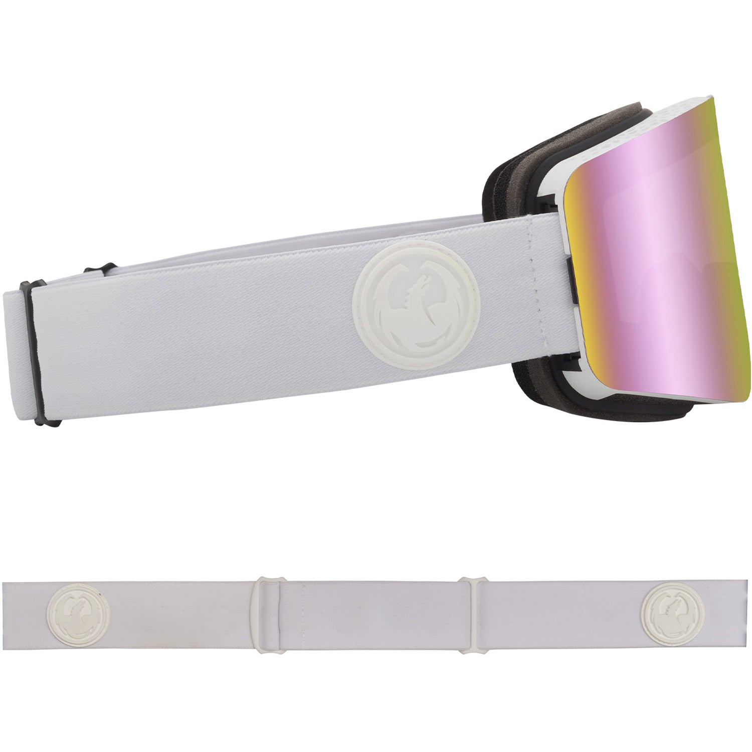 Dragon R1OTG Asian Fit Snow Goggles 2023 Whiteout Lumalens Pink Ion Lens With Lumalens Dark Smoke Lens
