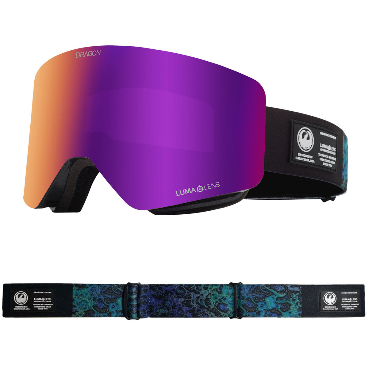 Dragon R1 OTG Snow Goggles 2023 Black Lumalens Purple Ion Lens With Lumalens Amber Lens
