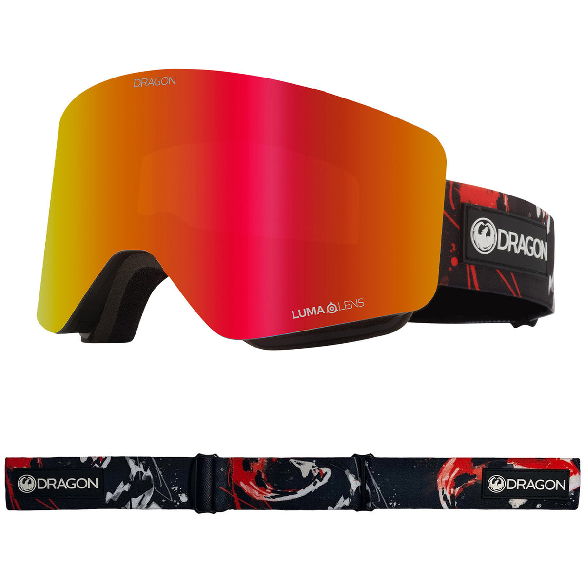 Dragon R1 OTG Snow Goggles 2023 Koi Lumalens Red Ion Lens With Lumalens Light Rose Lens