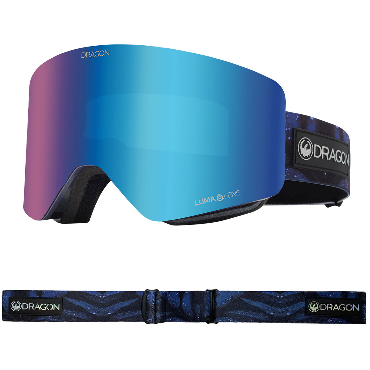 Dragon R1 OTG Snow Goggles 2023 Shimmer Lumalens Blue Ion Lens With Lumalens Light Amber Lens