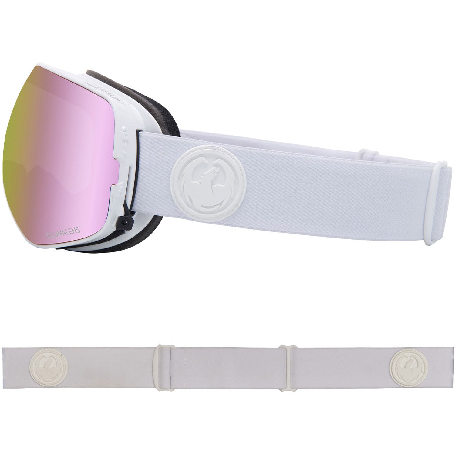 Dragon X2S Asian Fit Snow Goggles 2023 Whiteout Lumalens Pink Ion Lens with Lumalens Dark Smoke Lens