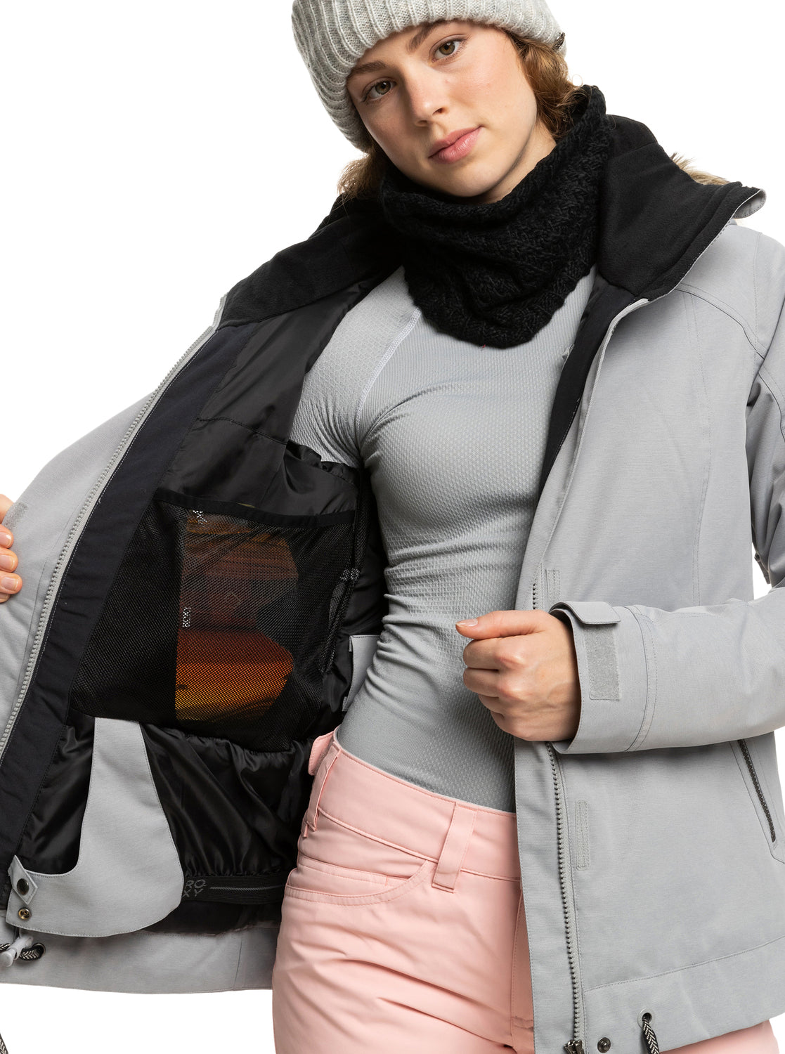 Roxy Womens Meade Insulated Snow Jacket Grey Heather