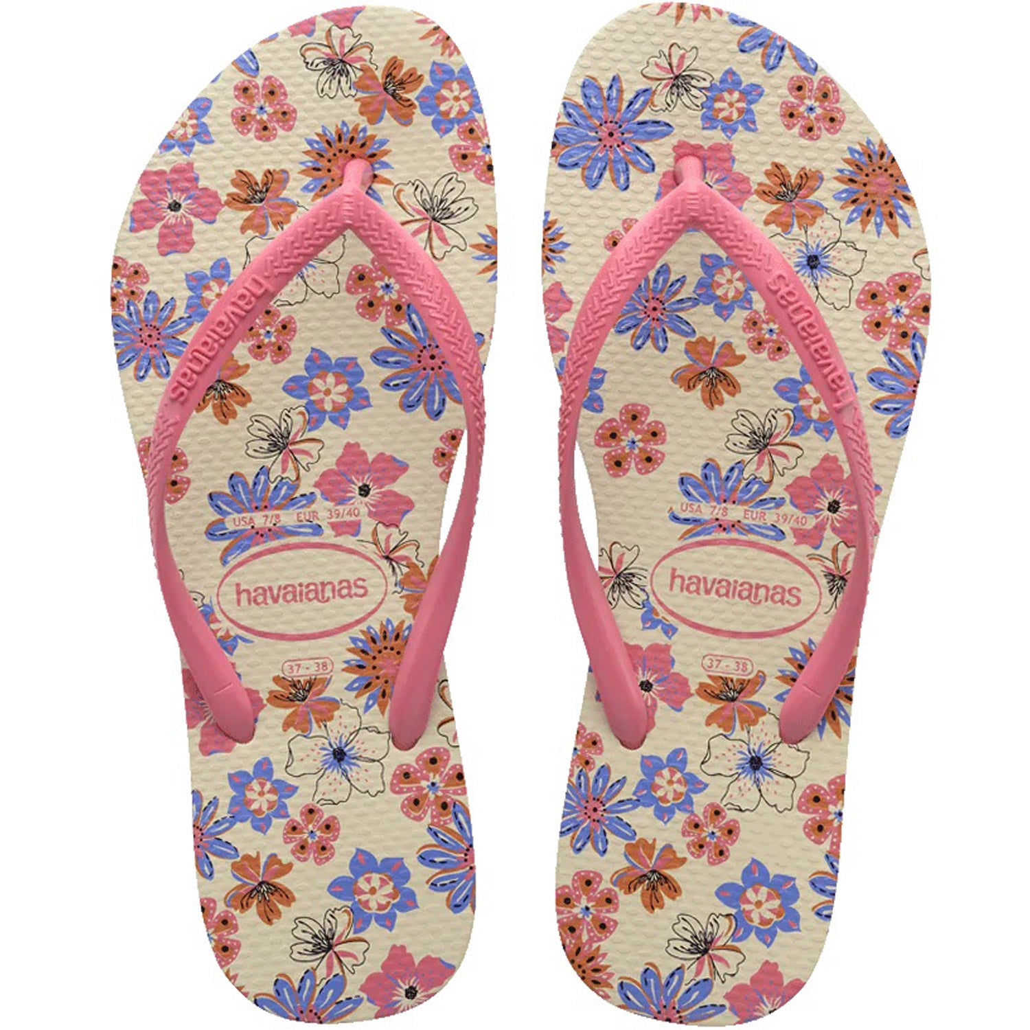 Kids Slim Romance Thongs Beige Pink