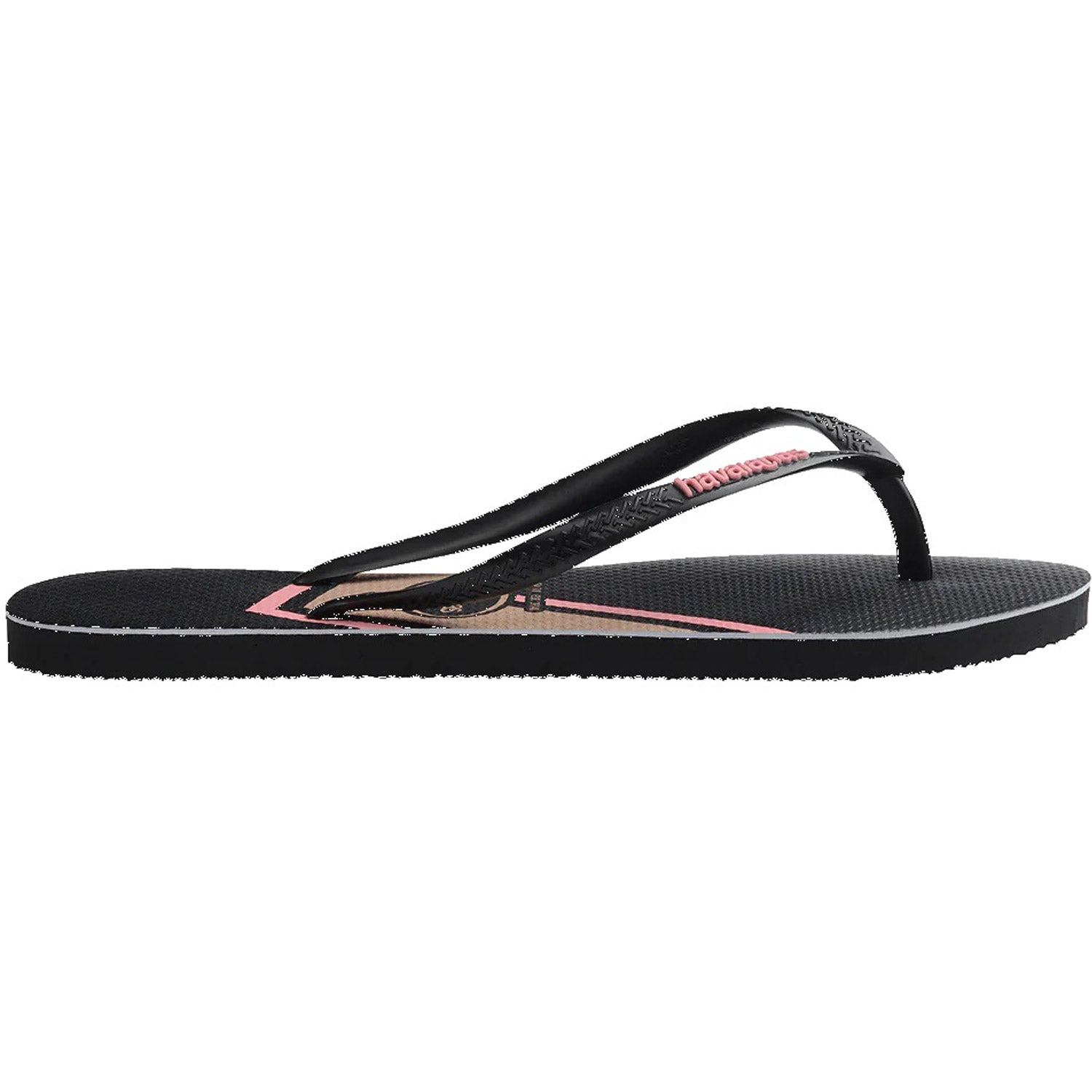 Slim Print Zig Zag Thongs Black Pink