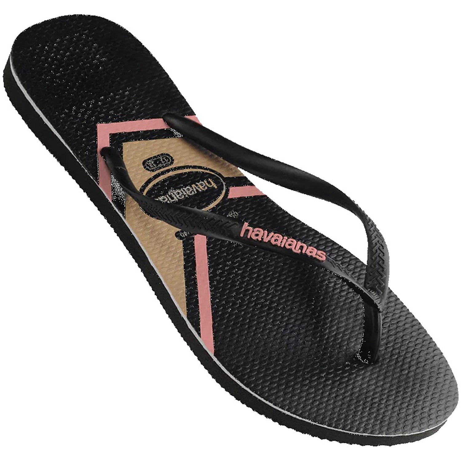 Slim Print Zig Zag Thongs Black Pink