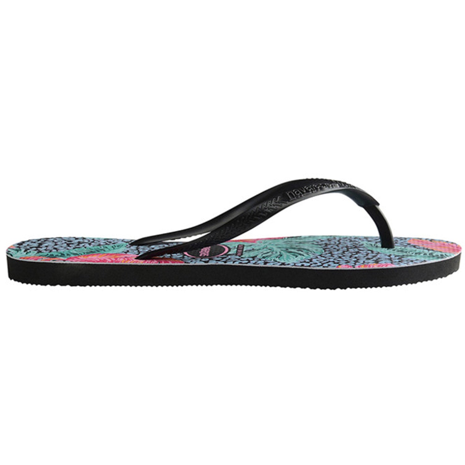 Kids Slim Print Floral Jessica Thongs Black Black