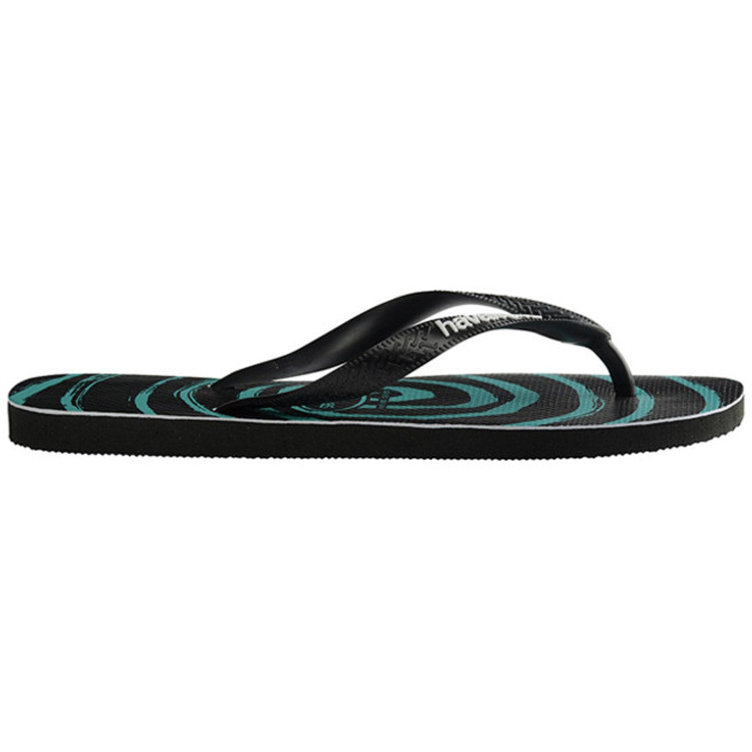 Kids Top Print Whirl Thongs Black Black