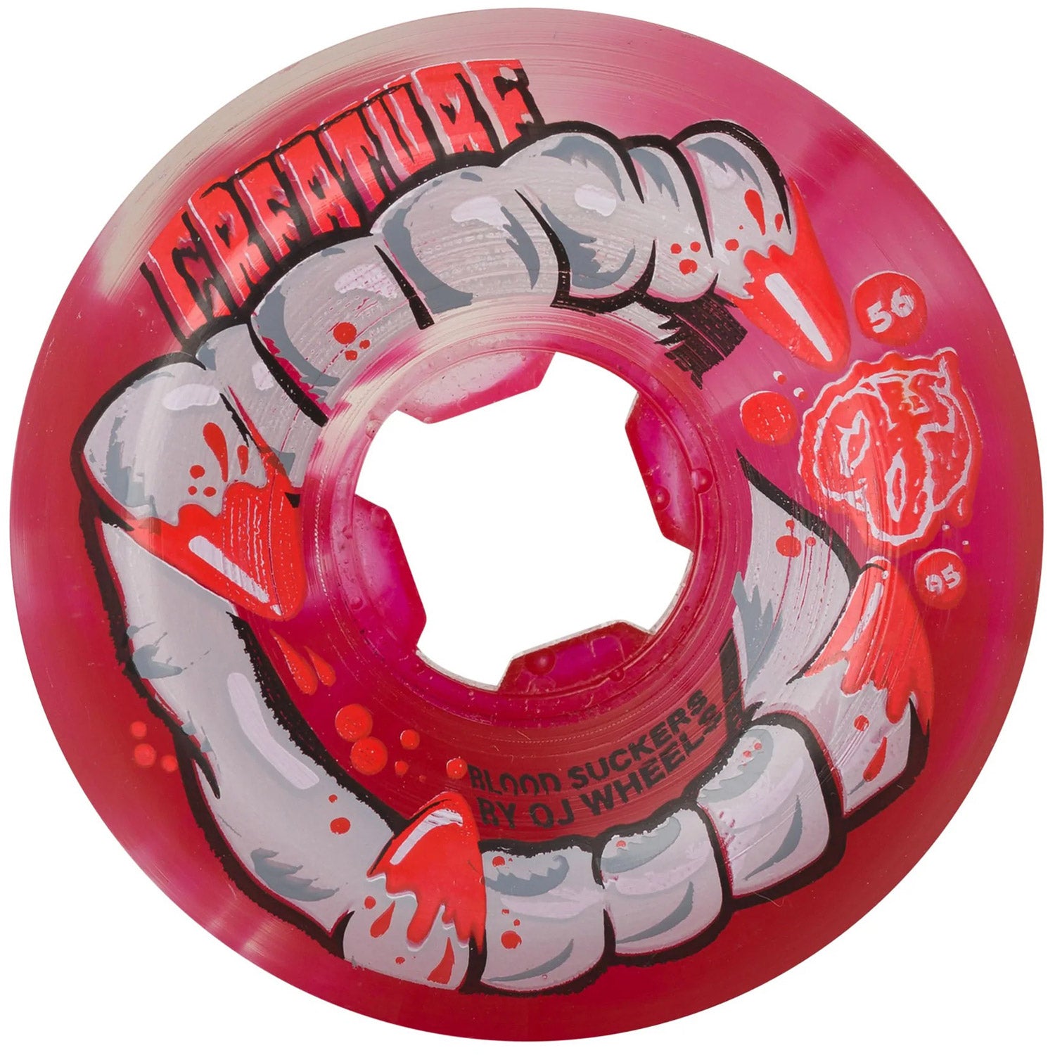 56mm DNA Curbsuckers Bloodsuckers Red Clear Swirl 95a Skateboard Wheels