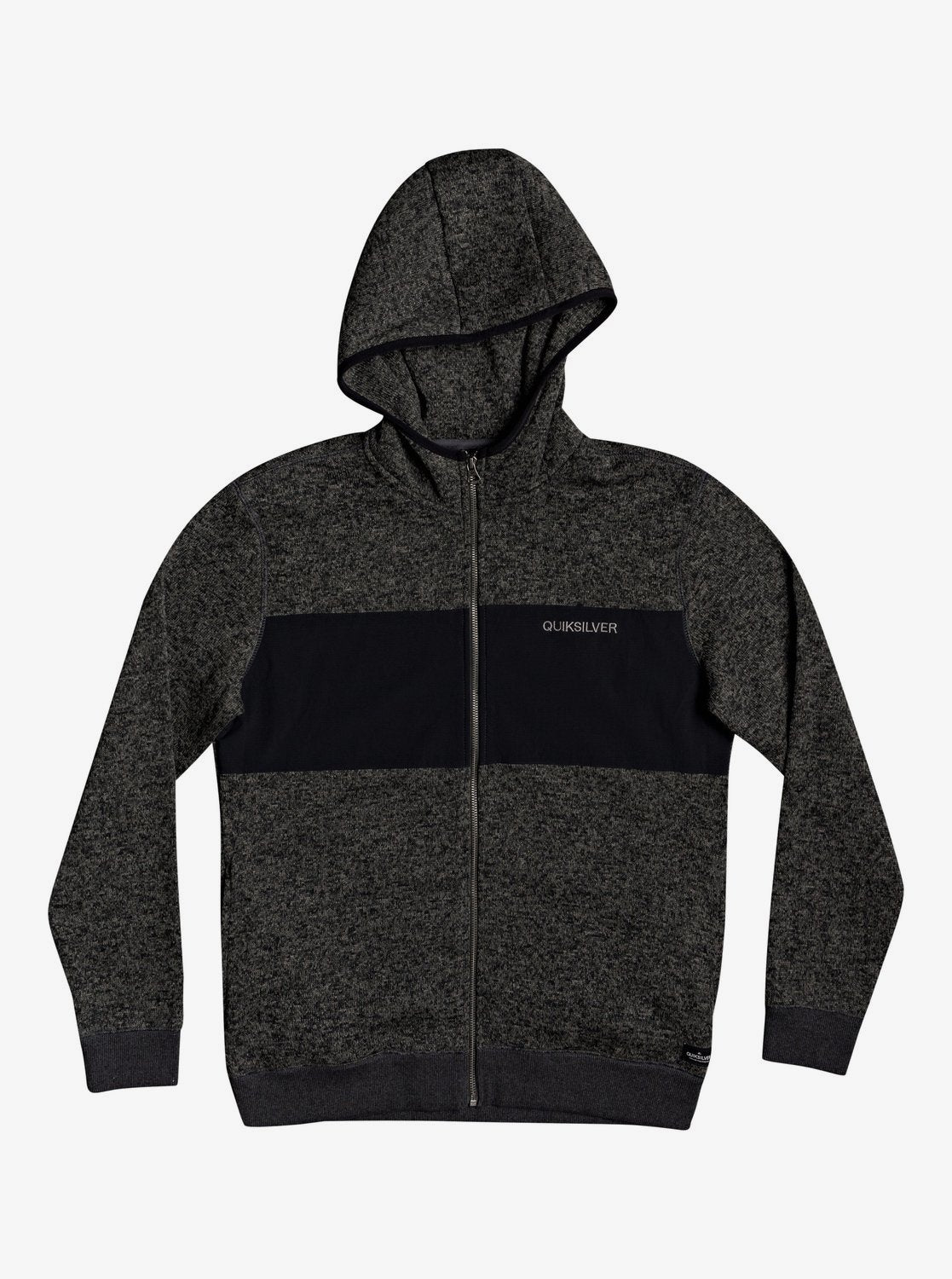 Quiksilver Mens Keller Zip-Up Polar Fleece Hoodie Dark grey heather