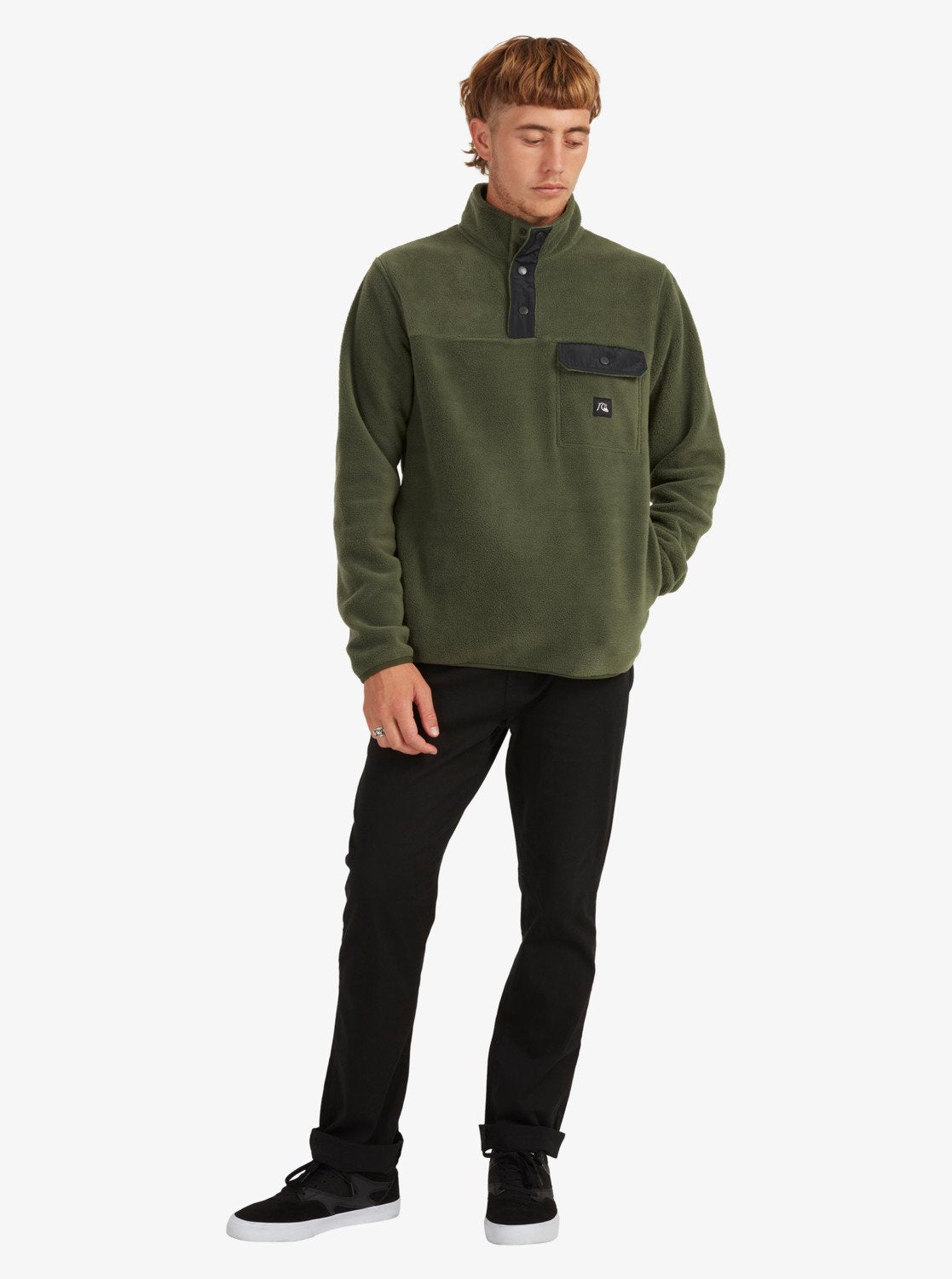 Quiksilver Mens Tempt Half-Zip Hooded Fleece Thyme