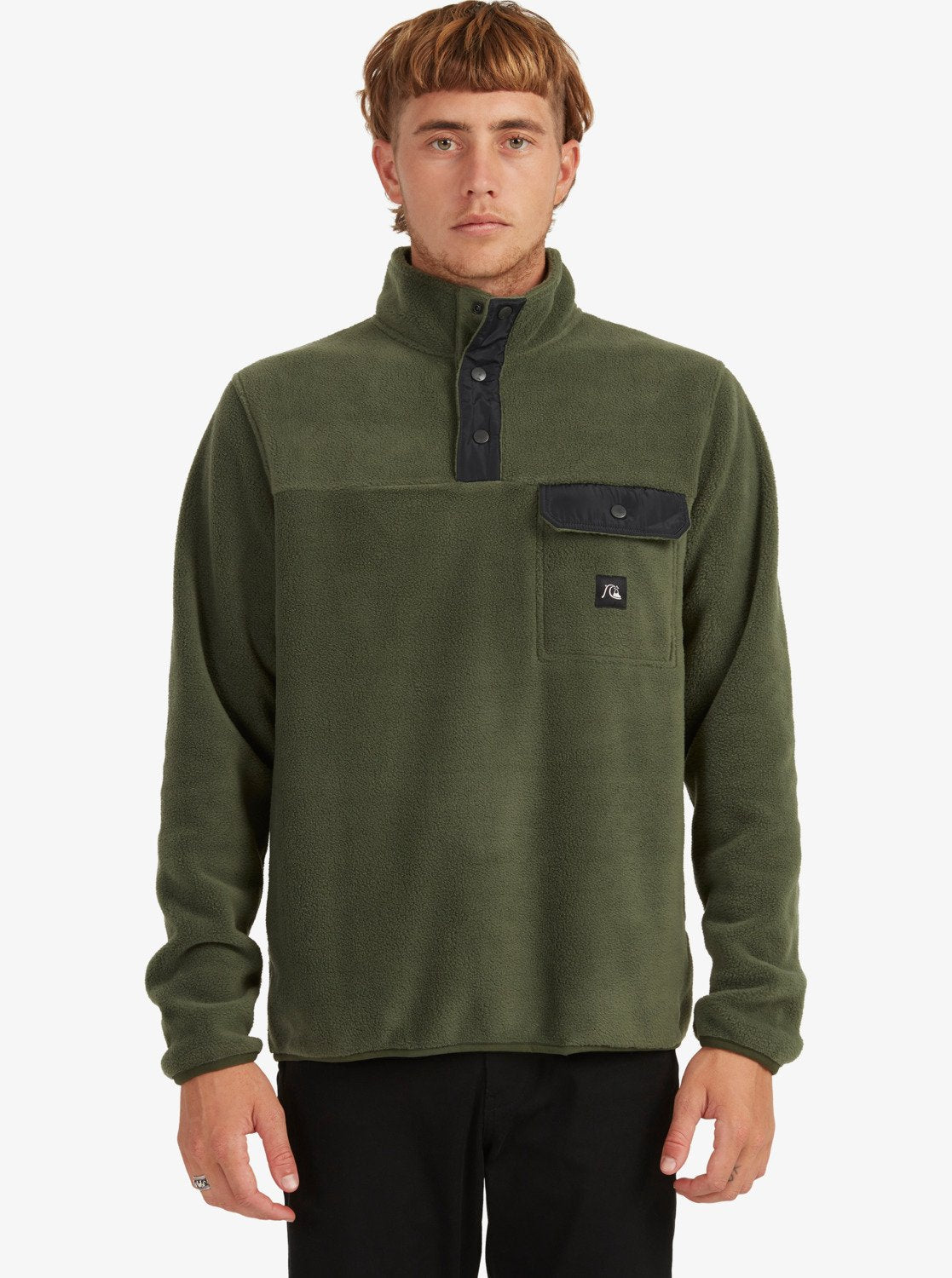 Quiksilver Mens Tempt Half-Zip Hooded Fleece Thyme