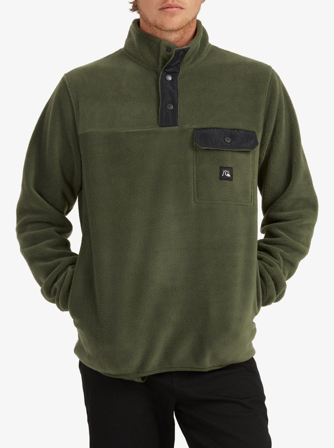 Quiksilver Mens Tempt Half-Zip Hooded Fleece Thyme
