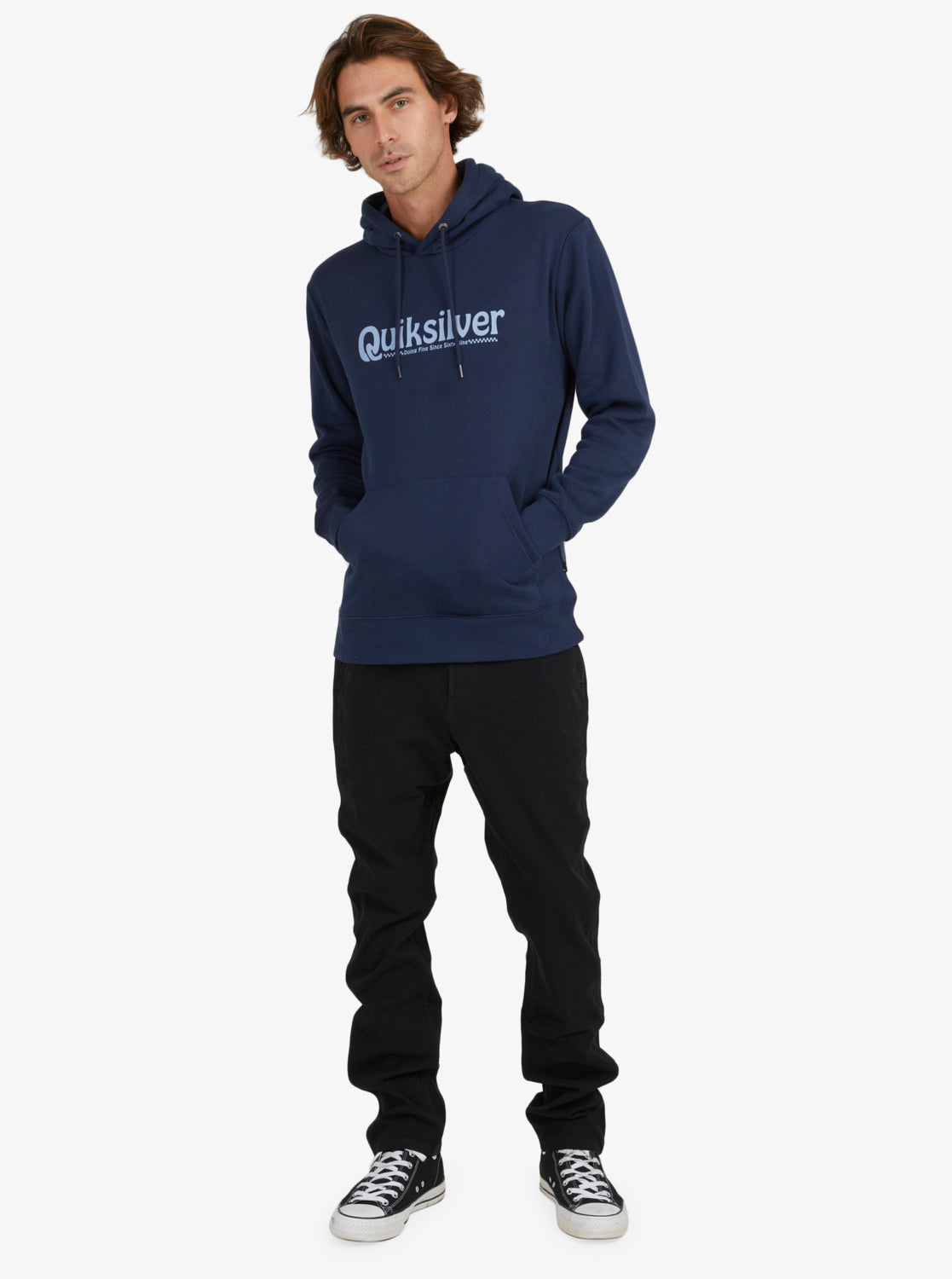 Quiksilver Mens Word Promo Hoodie Navy Blazer