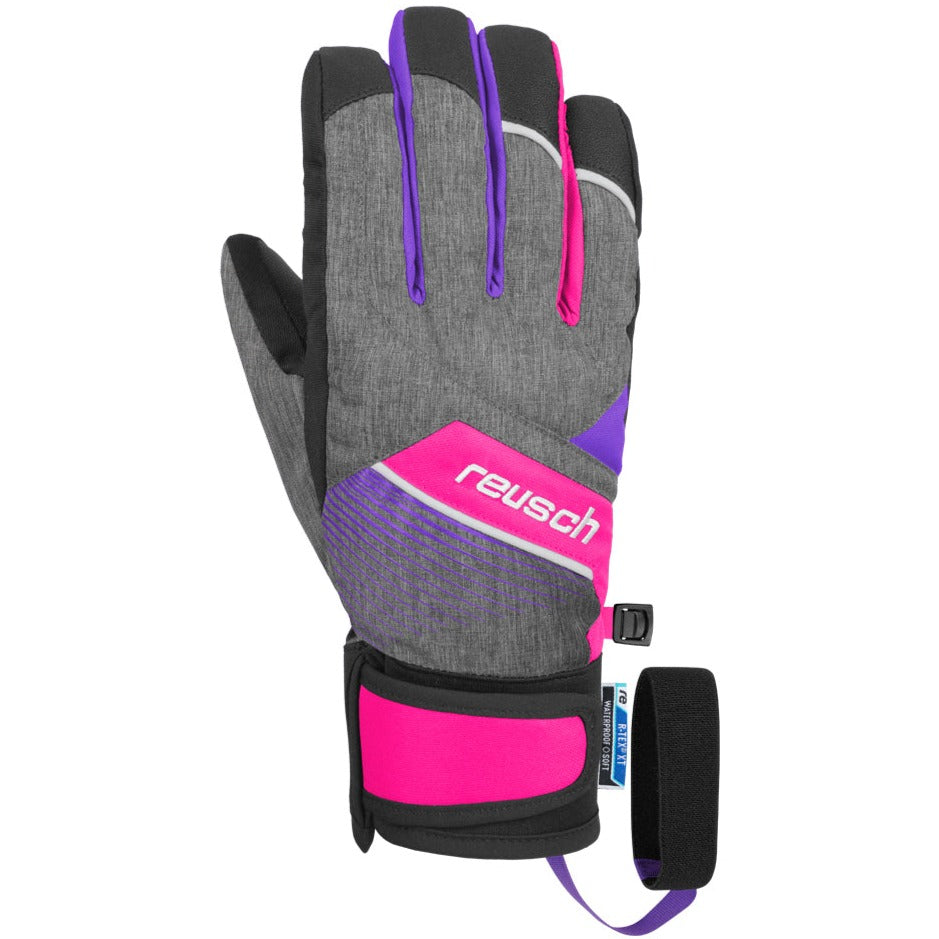 Reusch Ferdi R-Tex XT Jr Ski Glove Black Melange Neon Pink