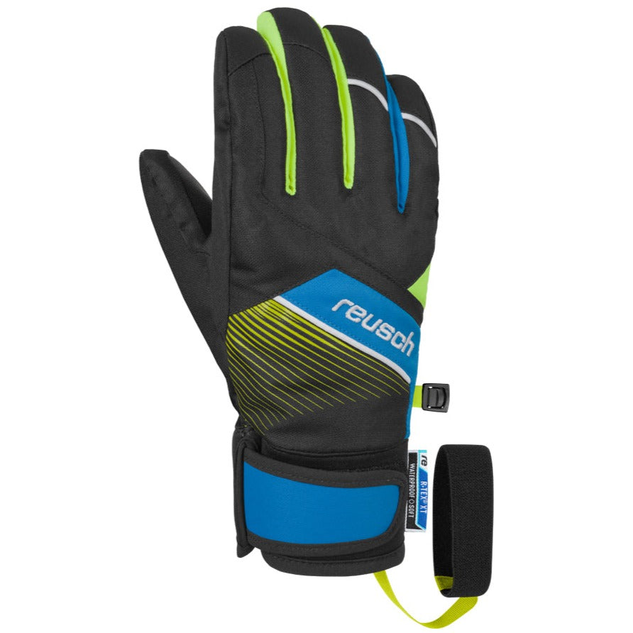 Reusch Ferdi R-Tex XT Jr Ski Glove Blue Neon Yellow