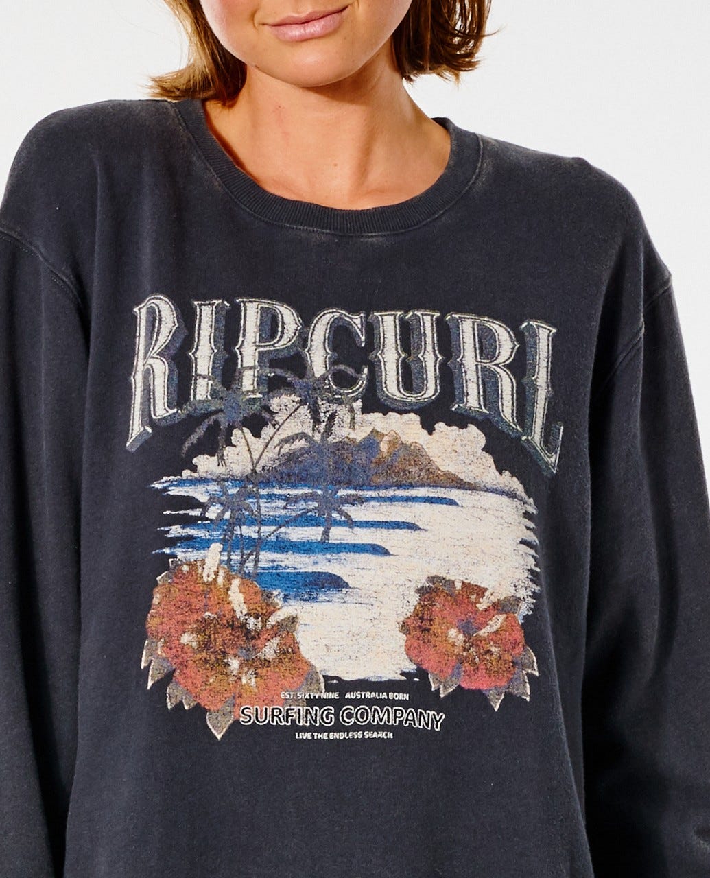 Rip Curl Authentic Surf Crew Washed black
