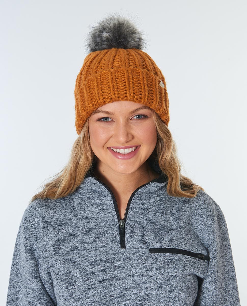 Rip Curl Chunky Fur Pom-Pom Beanie Honey