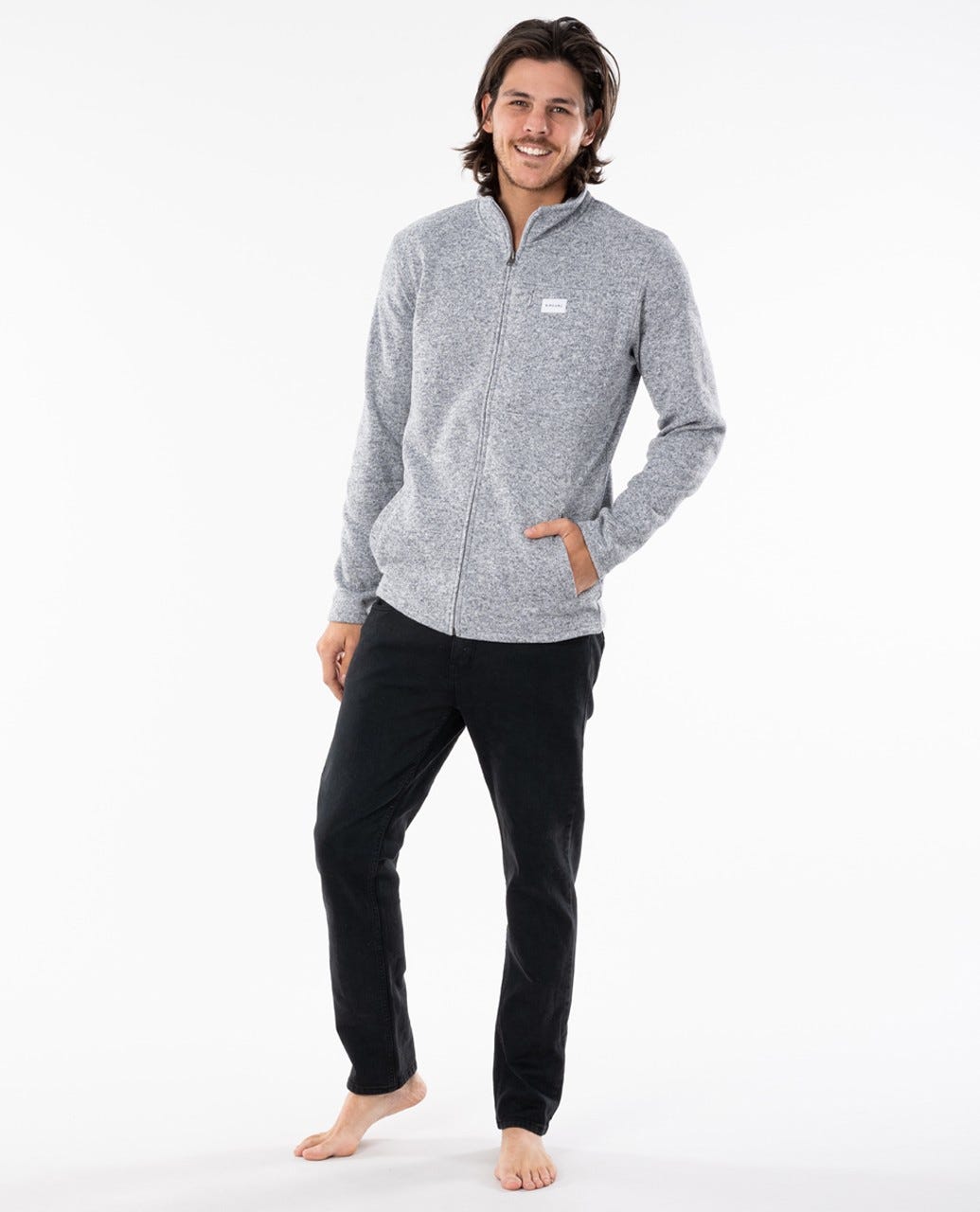 Rip Curl Crescent Zip Thru Crew Grey marle