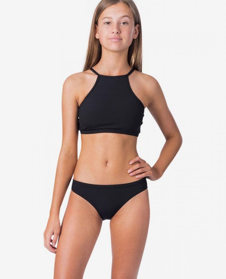 Rip Curl Girl Luxe Rib Bikini Set  (8 - 16 years) Black