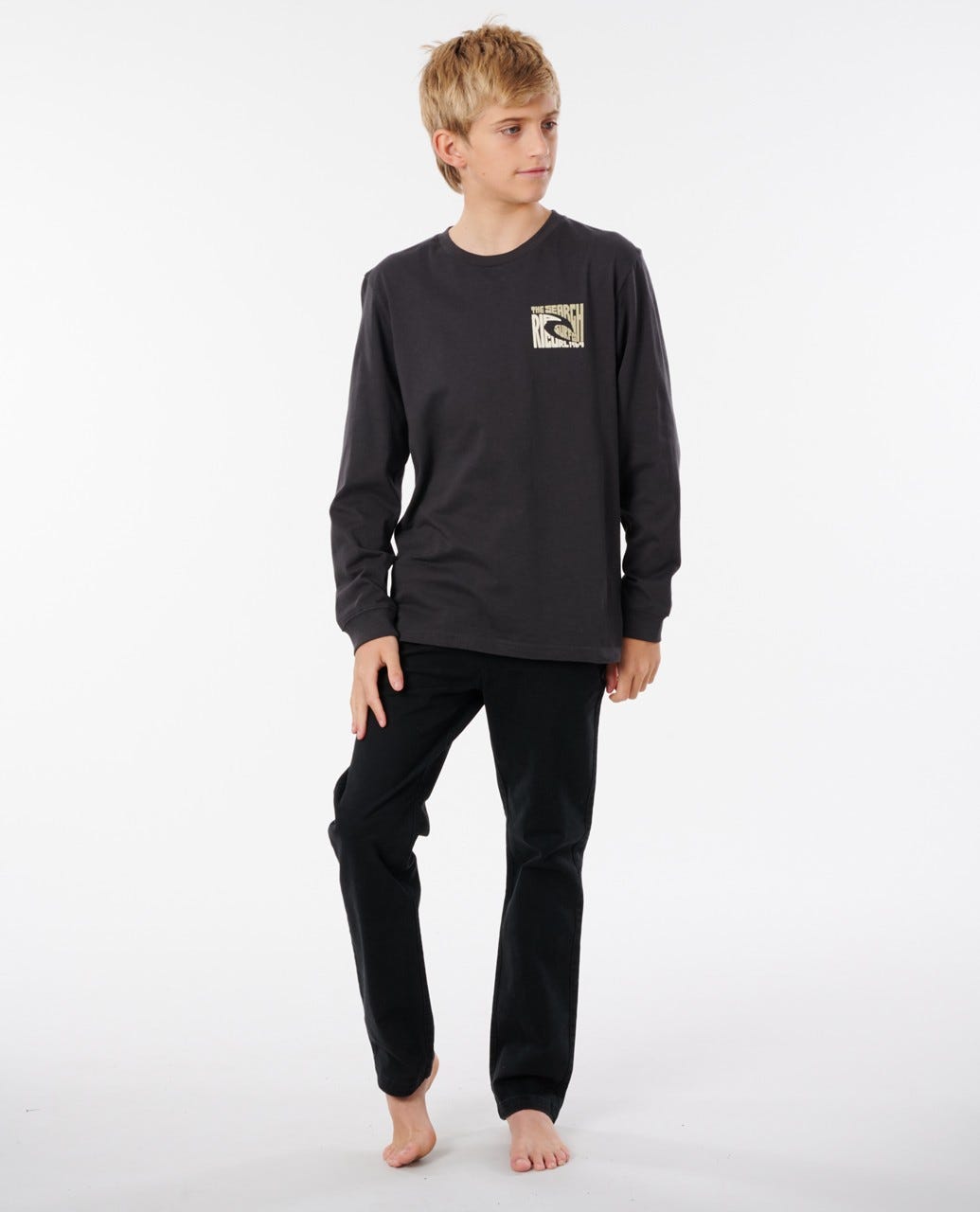 Rip Curl Icon Cutout Long Sleeve Tee - Boys (8 - 16 years) Washed black