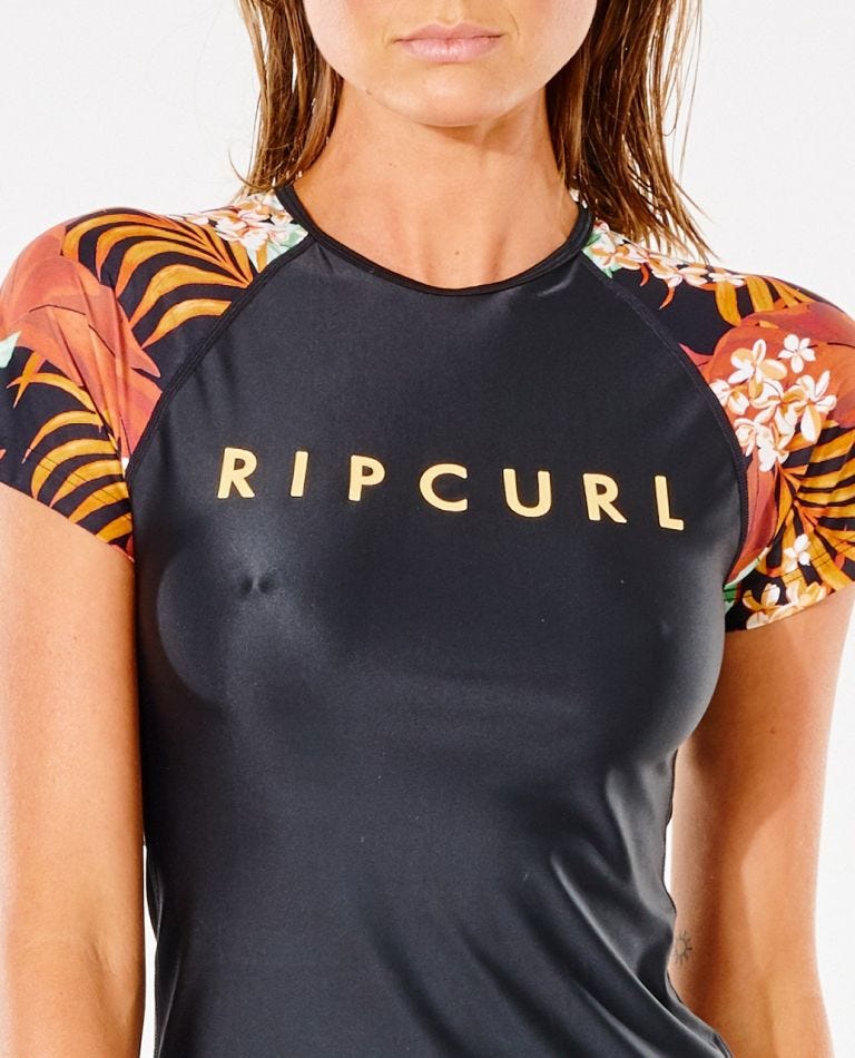 Rip Curl Namotu Relaxed Short Sleeve Rash Vest Black
