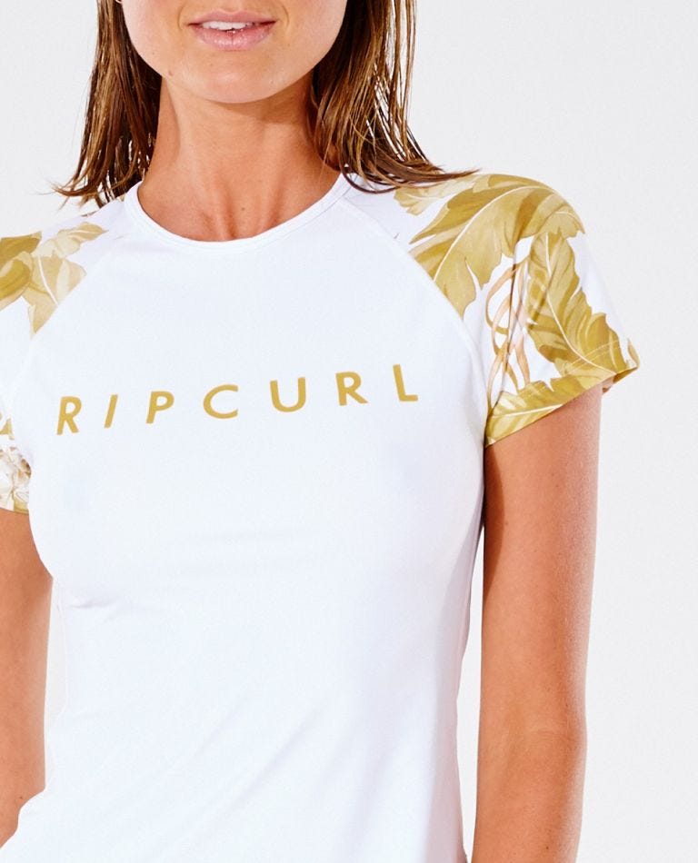 Rip Curl Namotu Relaxed Short Sleeve Rash Vest White