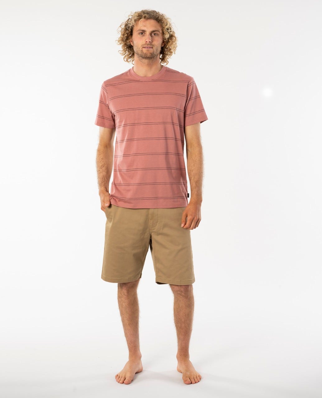 Rip Curl Plain Stripe Tee Washed wine