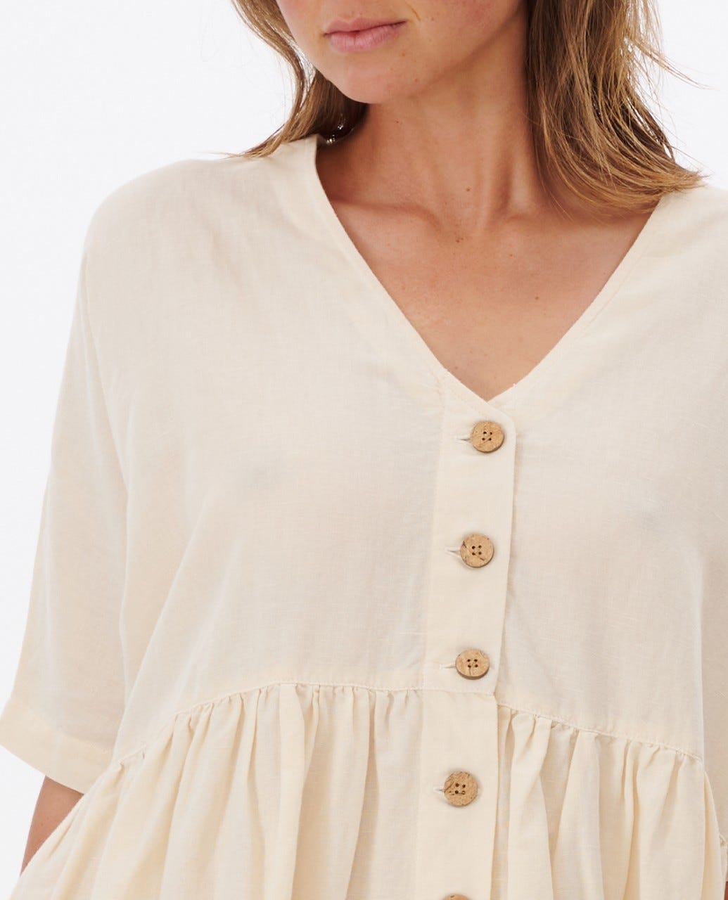 Rip Curl Premium Linen Dress OFF WHITE
