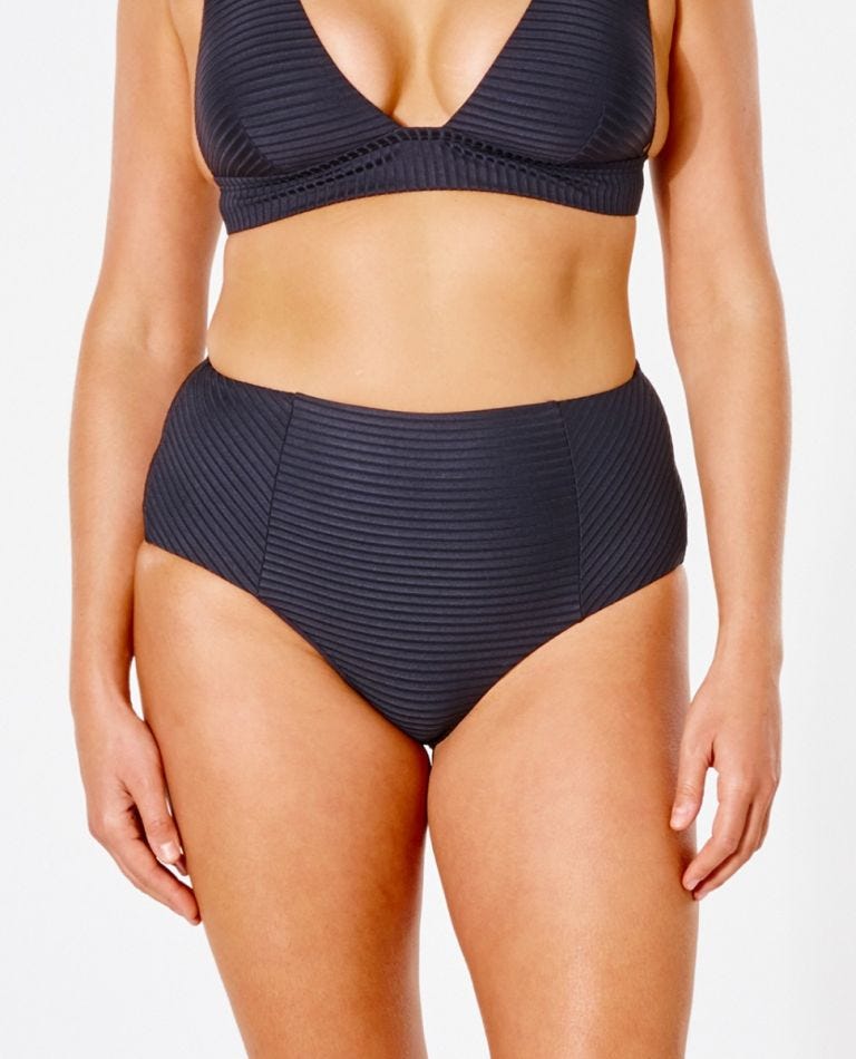 Rip Curl Premium Surf High Waisted Good Coverage Bikini Bottom Black