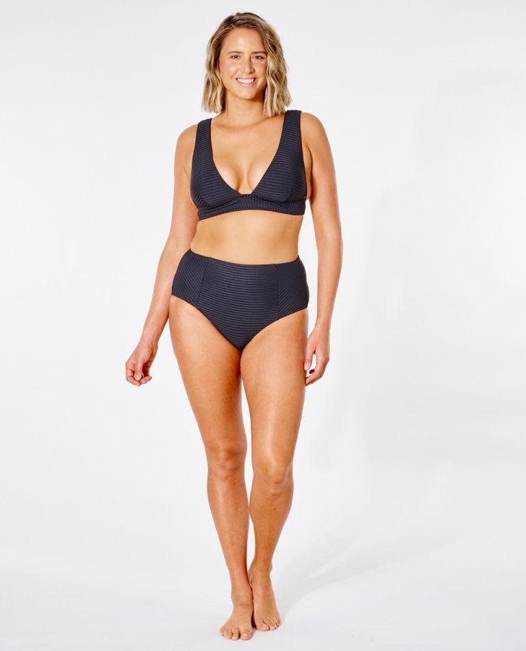 Rip Curl Premium Surf High Waisted Good Coverage Bikini Bottom Black