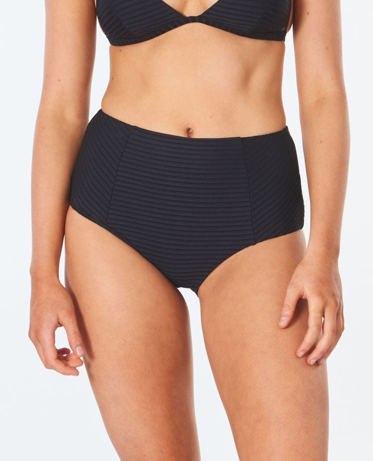 Rip Curl Premium Surf High Waisted Good Coverage Bikini Bottom Black