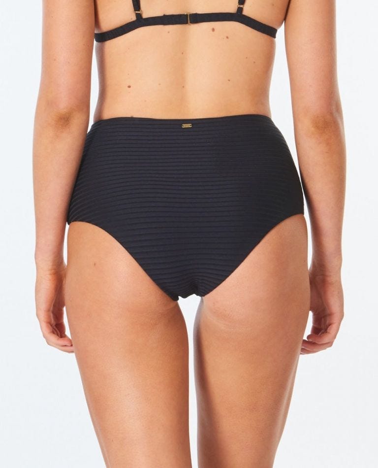 Rip Curl Premium Surf High Waisted Good Coverage Bikini Bottom Black