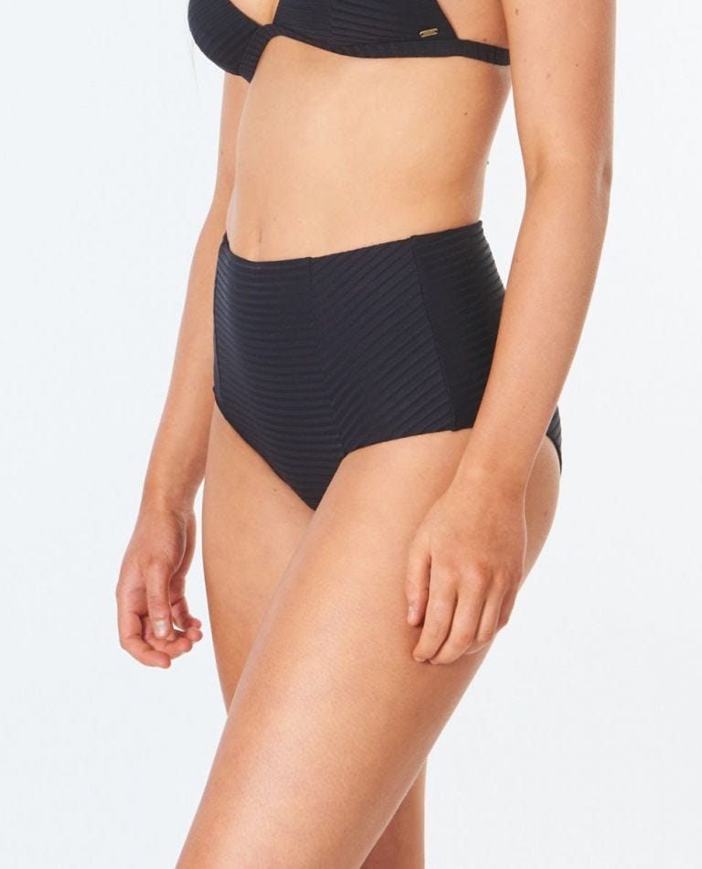 Rip Curl Premium Surf High Waisted Good Coverage Bikini Bottom Black