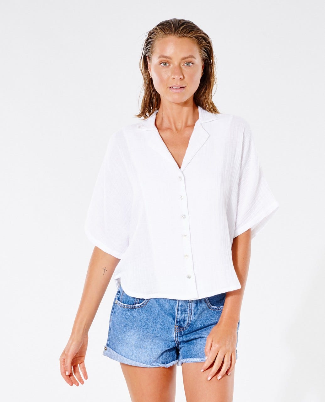 Rip Curl Premium Surf Short Sleeve Shirt White