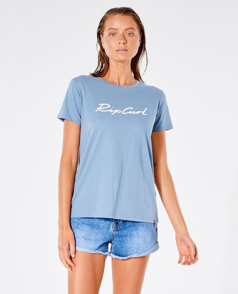 Rip Curl Script Standard Tee Blue