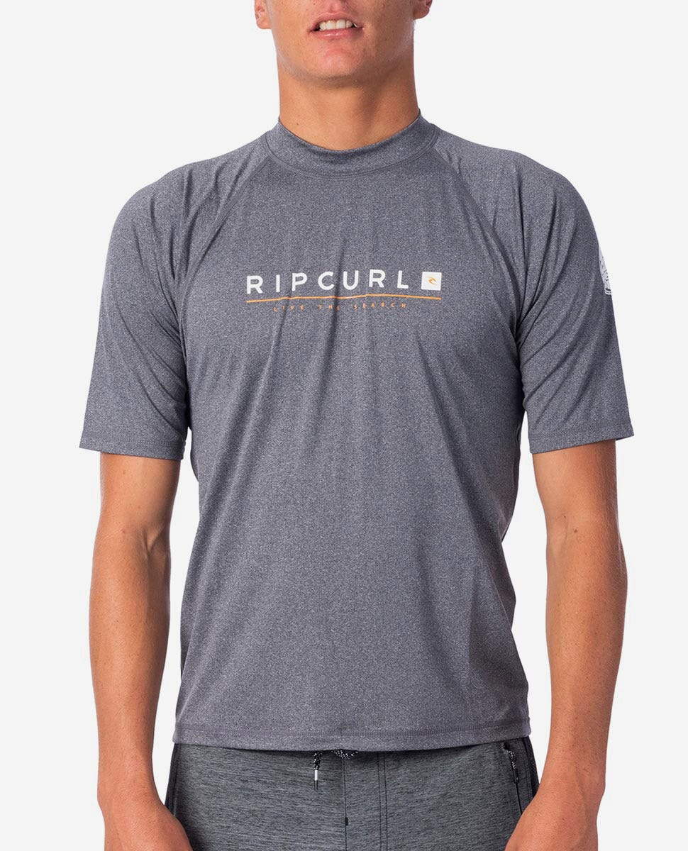 Rip Curl Shockwave Relaxed Short Sleeve UV Tee Rash Guard Grey marle
