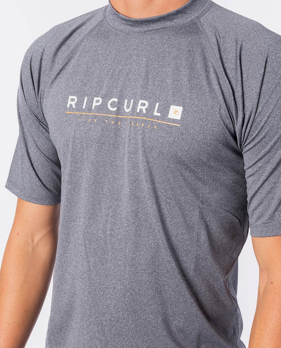 Rip Curl Shockwave Relaxed Short Sleeve UV Tee Rash Guard Grey marle
