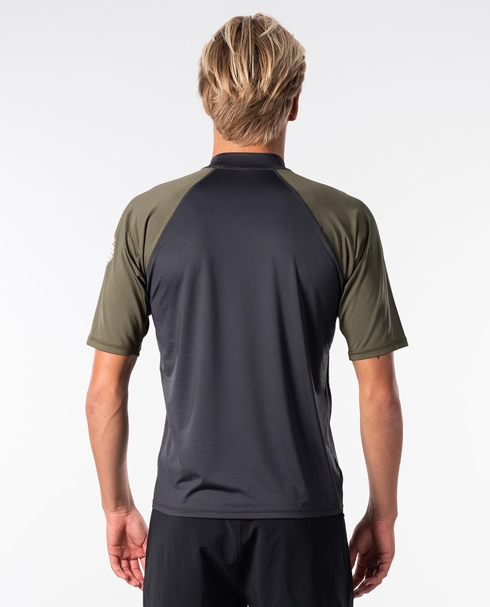 Rip Curl Shockwave Relaxed Short Sleeve UV Tee Rash Guard Khaki